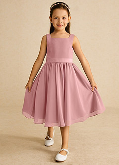 Azazie Ari Flower Girl Dresses Dusty Rose A-Line Sleeveless Chiffon Dress image2