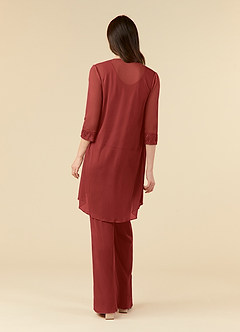 Azazie Frances Mother of the Bride Dresses Rust Jumpsuit/Pantsuit Scoop Mesh Dress image2