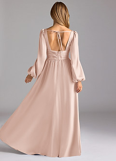 Azazie Norah Robes de demoiselle d'honneur Robe Trapèze en Satin extensible Rose Pâle image2
