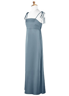 Azazie Violeta A-Line Bow Stretch Satin Floor-Length Junior Bridesmaid Dress image7