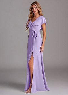 Azazie Lainey Bridesmaid Dresses Lilac A-Line with Pockets Chiffon Dress image4