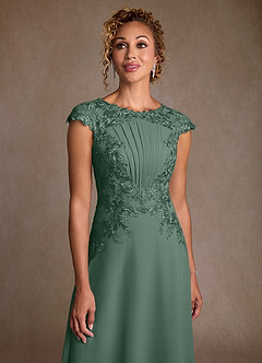 Azazie Crista Mother of the Bride Dresses Eucalyptus A-Line Lace Chiffon Dress image5