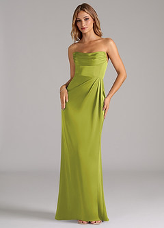 Azazie Johana Bridesmaid Dresses Lemongrass Mermaid Off the Shoulder Stretch Satin Convertible Dress image5
