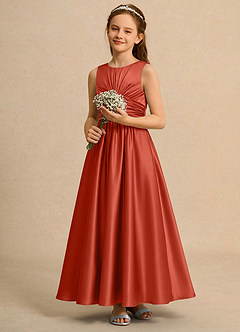 Azazie Ducky Girls Formal Flower Girl Klänningar Klä A-Line i Stretch Satin Plisserad image5