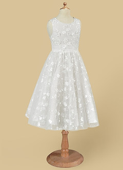 Azazie Darcey Flower Girl Dresses Diamond White A-Line Lace Dress image6