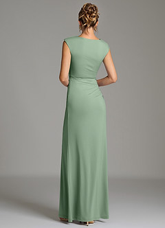 Azazie Chantal Robes de demoiselle d'honneur Robe Sirène en Jersey extensible de qualité supérieure Plissé Matcha image2