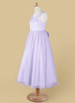 Azazie Marybell Flower Girl Dresses Lilac A-Line Bow Tulle Dress image11