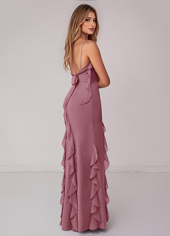 Azazie Malia Bridesmaid Dresses Vintage Mauve Sheath Ruched Chiffon Dress image5