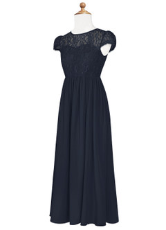 Azazie Delevingne A-Line Lace Chiffon Floor-Length Junior Bridesmaid Dress image8