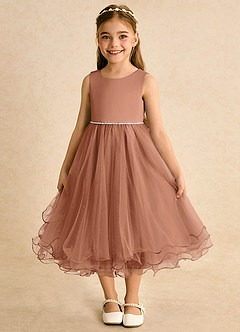 Azazie Lass Flower Girl Klänningar Klänning A-Line i Tyll Rosett image2