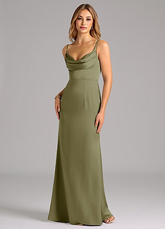 Azazie Aimee Brautjungfernkleider A-Linie Herzausschnitt Stretch-Satin Kleid Pistazie image1