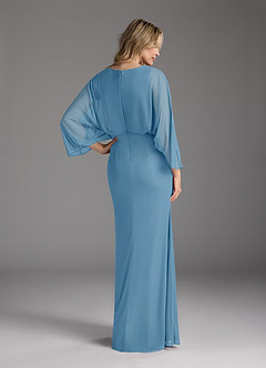 Azazie Ysabella Mother of the Bride Dresses Steel Blue Mermaid Pleated Mesh Dress image5