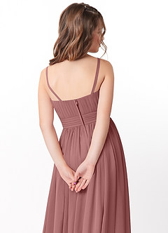Azazie Astrid Junior Desert Rose A-Line Floral Chiffon Dress image4