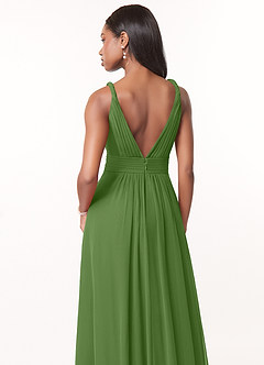 Azazie Maren At-home Try On Dresses Desert Rose A-Line Pleated Chiffon Dress image5