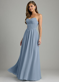 Azazie Tammy At-home Try On Dresses Dusty Blue A-Line Corset Chiffon Dress image4