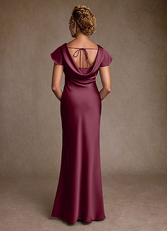 Azazie Shelby Mother of the Bride Dresses Mulberry Mermaid Pleated Stretch Satin Dress image2