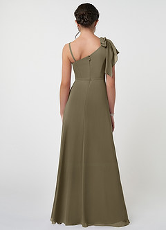 Azazie Aidy Junior Willow Green A-Line Bow Chiffon Dress image2