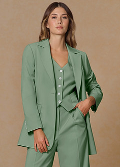 front Rowan Matcha Blazer met verfijnde weefstructuur en functionele eigenschappen