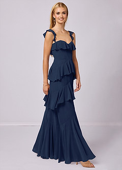Barbie ♥ Azazie Bridesmaid Dresses Dark Navy A-Line Sweetheart Neckline Chiffon Dress image4