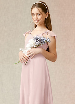 Azazie Everett Junior Blushing Pink A-Line Chiffon Dress image6