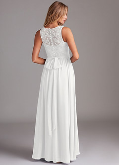 Azazie Kingsley Bridesmaid Dresses White A-Line Lace Chiffon Dress image2