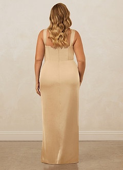 Christian Siriano Bridal for Azazie 1017 Bridesmaid Dresses Gold Sheath Sweetheart Neckline Stretch Satin Dress image11