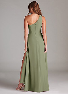 Azazie Brooke Jurken voor bruidsmeisjes Jurk van Chiffon met A-Lijn One-Shoulder Pistache image7