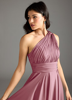 Azazie Charlize Bridesmaid Dresses Vintage Mauve A-Line One Shoulder Stretch Satin Dress image6