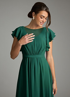 Azazie Daphne Modest Bridesmaid Dresses A-Line Ruffled Chiffon Floor-Length Dress image5