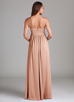 Azazie Emree Maternity Bridesmaid Dresses A-Line Stretch Satin Floor-Length Dress with Pockets image2