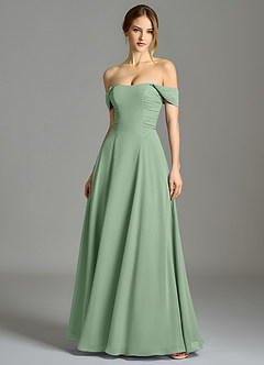 Azazie Oasis Bridesmaid Dresses Matcha A-Line with Pockets Chiffon Dress image1
