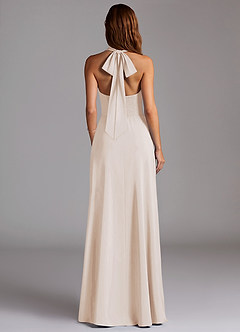 Azazie Myra Bridesmaid Dresses White Alabaster A-Line Side Slit Stretch Satin Dress image6