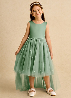 Azazie Bell vestidos de niña de las flores Vestido de Matcha de Tul de Princesa con Lazo image3