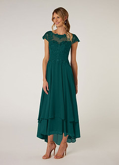Azazie Shonda Mother of the Bride Dresses Peacock Lace Chiffon Dress image3