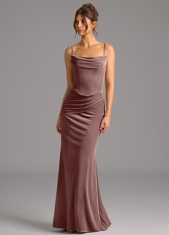 Azazie Sorrel Bridesmaid Dresses Espresso Mermaid Corset Velvet Convertible Dress image7