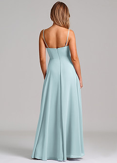 Azazie Elle Robes de demoiselle d'honneur Robe Trapèze en Mousseline de soie Plissée Brume image7