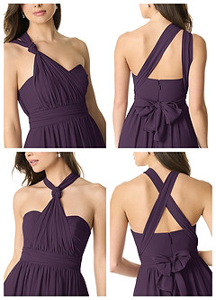 Azazie Olani Bridesmaid Dresses Plum A-Line Off the Shoulder Chiffon Convertible Dress image7
