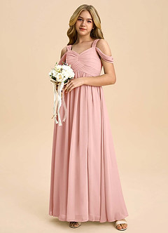 Azazie Lianne Junior Rosette A-Line Off the Shoulder Chiffon Dress image1