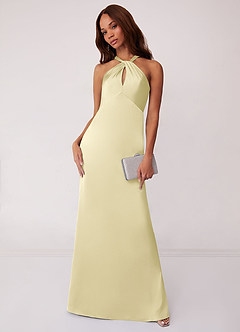 Barbie ♥ Azazie Robes de demoiselle d'honneur Robe Fourreau en Satin extensible Sorbet Citron image1