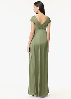Azazie Allessia vestidos de dama de honor de maternidad Vestido Línea A Plisado Largo hasta el suelo Satén Elástico image2