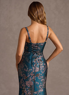 Kleid Trinity Blaugrünes Blumenmuster image7