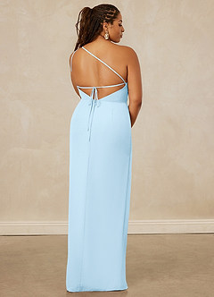 Christian Siriano Bridal for Azazie 1003 Bridesmaid Dresses Sky Blue Sheath One Shoulder Chiffon Dress image15