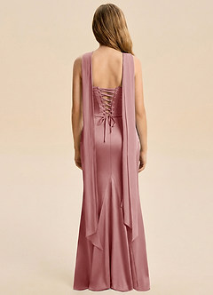 Azazie Sorrel Junior Dusty Rose Mermaid Ruched Stretch Satin Dress image2