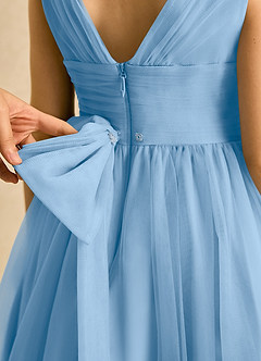 Azazie Macaron Blumenmädchenkleider A-Linie Plissee Tüll Kleid Puderblau image6