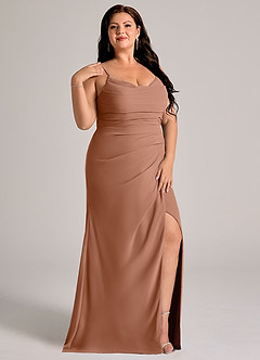 Azazie Deandra Bridesmaid Dresses Bronzer Mermaid Pleated Chiffon Dress image11