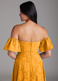 Azazie Sue Bridesmaid Dresses Butterscotch A-Line Off the Shoulder Floral Burnout Convertible Dress image6