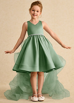 Azazie Julietta Blumenmädchenkleider Ballkleid Cabrio Tüll Kleid Matcha image2