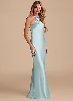 Azazie Doretta Bridesmaid Dresses Mist Mermaid Bow Metallic Satin Dress image5