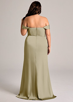 Azazie Johana Bridesmaid Dresses Moss Green Mermaid Off the Shoulder Stretch Satin Convertible Dress image9