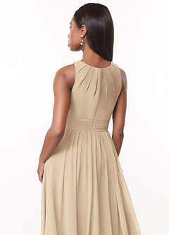 Azazie Harper Bridesmaid Dresses Champagne A-Line Pleated Chiffon Dress image4